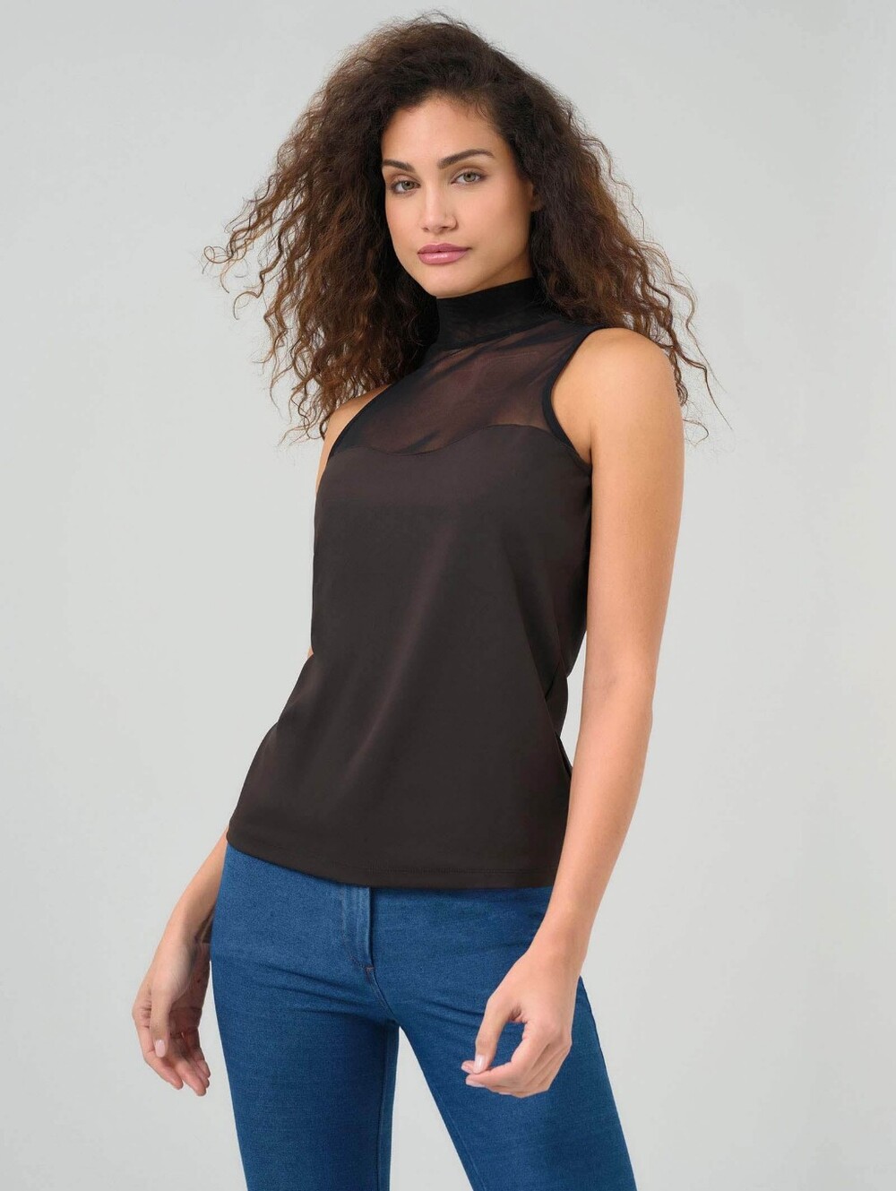 Anatomie Women's XS Ellen Sleeveless Mesh Mockneck Top New With Tags